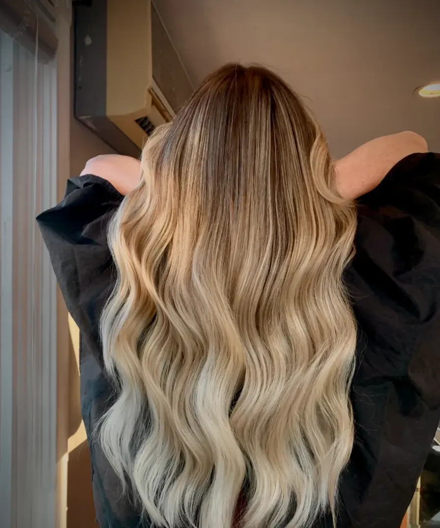 After: bright, dimensional blonde waves