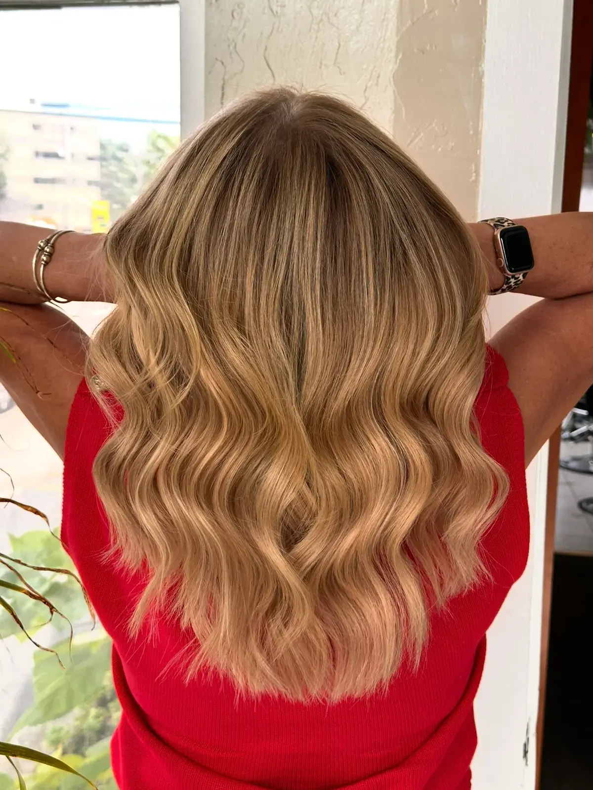 Long, full custom blonde finished with extensions