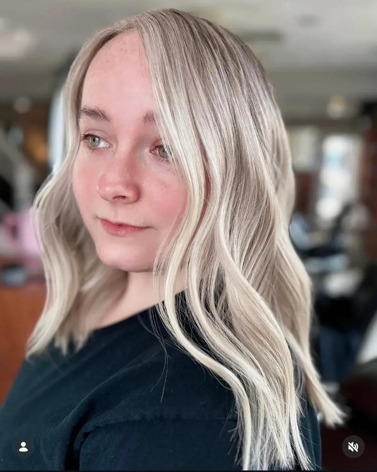 After: bright custom blonde with lived-in dimension